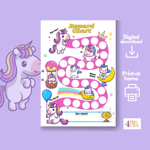 UNICORN Reward Chart | Girl Reward | Chore Chart Printable Unicorn Behavior Chart | Daily Chore Chart | Kids Routine Sticker Chart