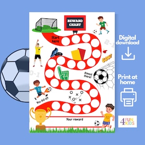 SOCCER Belohnungstabelle für Kinder, Fußball Tor-Tracker, druckbare Verhaltenstabelle mit Ball und Tor, Routinetabelle für Fußballspieler