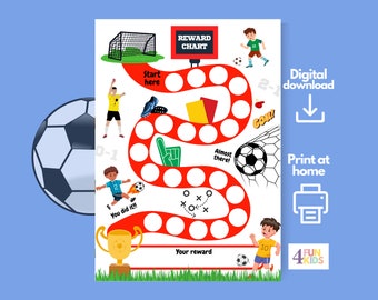 SOCCER Belohnungstabelle für Kinder, Fußball Tor-Tracker, druckbare Verhaltenstabelle mit Ball und Tor, Routinetabelle für Fußballspieler