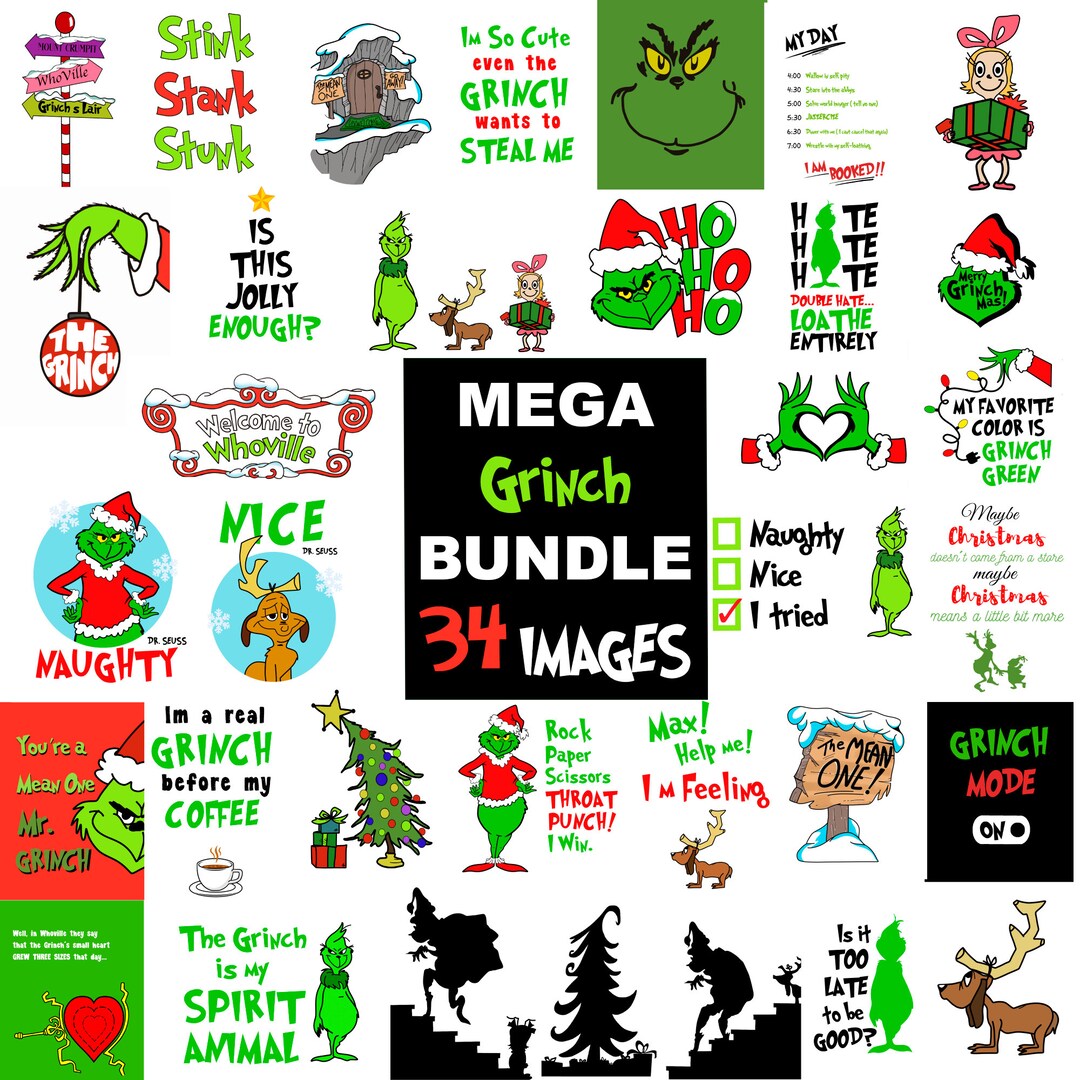 MEGA BUNDLE 34 GRINCH Prints Grinch Wall Art Digital Download Christmas ...