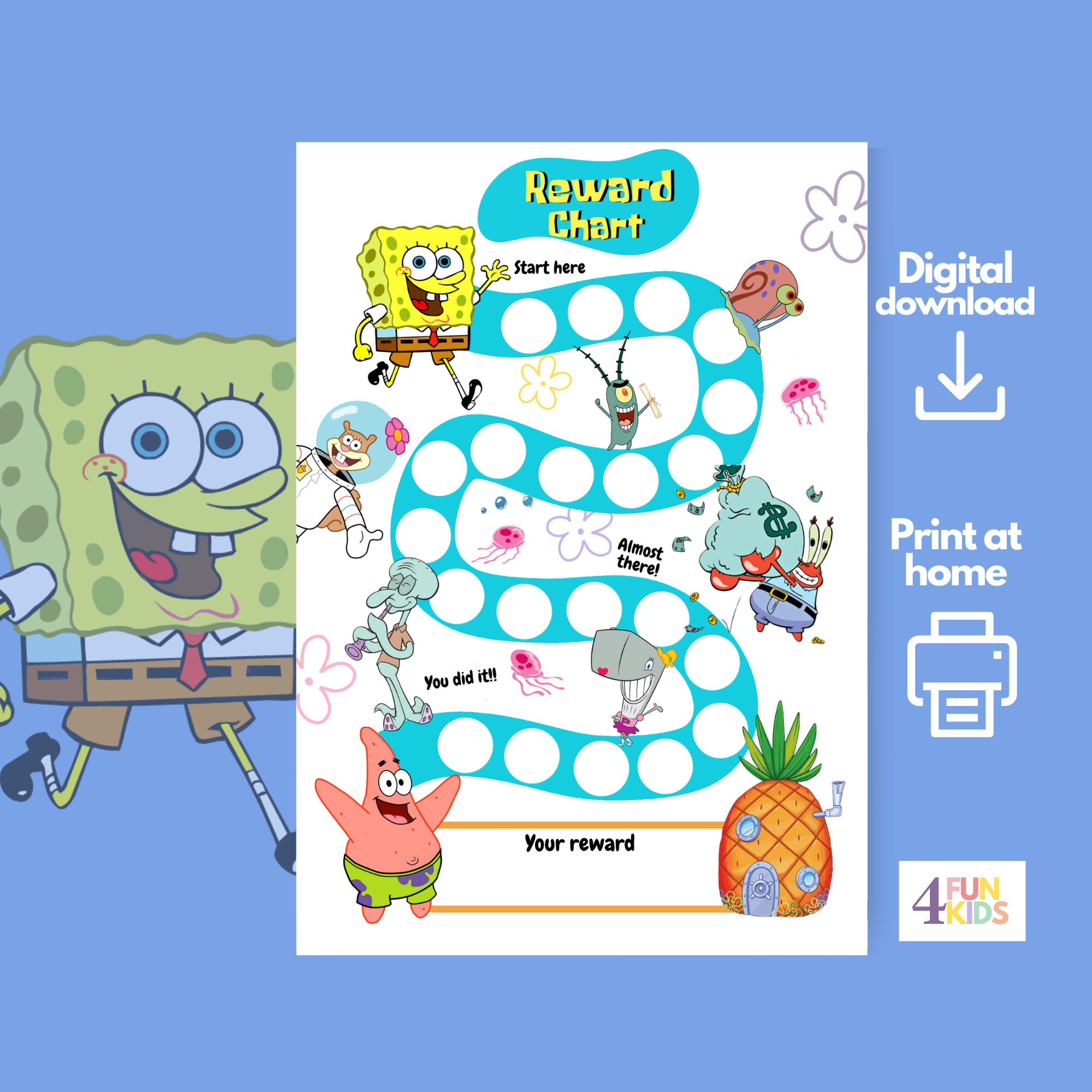 SPONGEBOB Reward Chart Printable Spongebob Behavior Chart - Etsy Australia