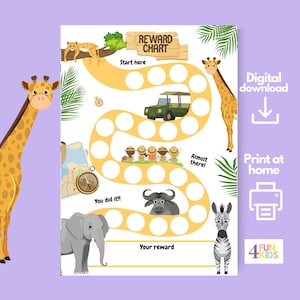 SAFARI Reward Chart | Toddler Reward | Chore Chart Printable ANIMALS ...