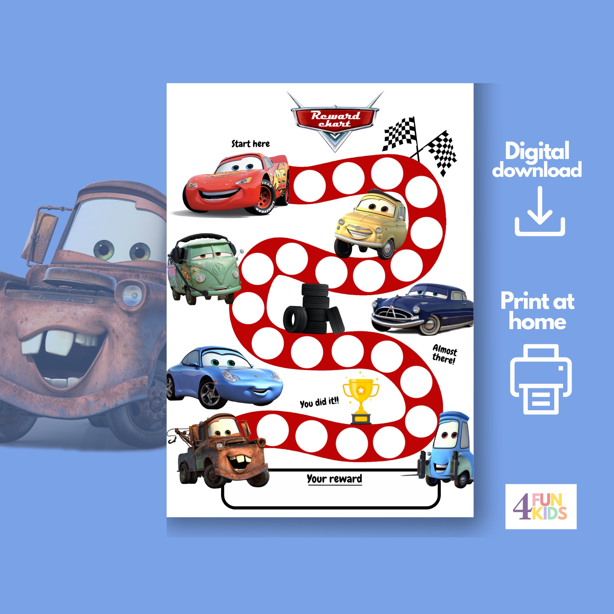 CARS Reward Chart | Printable Cars Behavior Chart | Daily Chore Chart ...