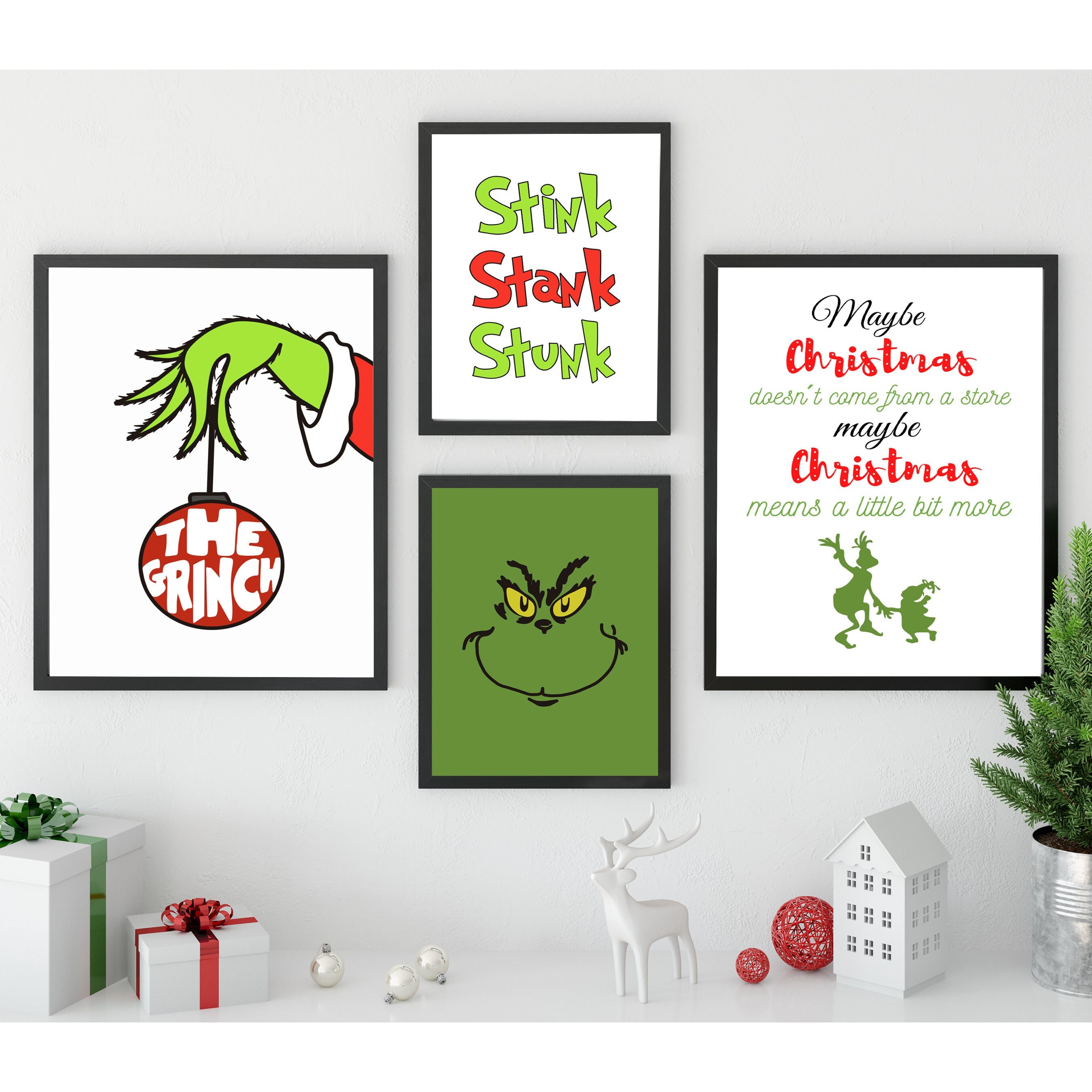 Grinch Print Set Grinch Wall Art Digital Download Etsy Australia