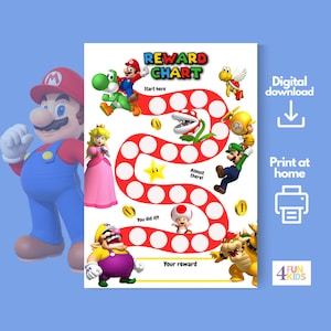 SUPER MARIO Reward Chart Printable Mario Behavior Chart Daily Chore ...