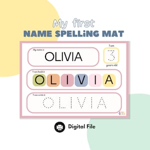 Name Tracing Mat I My first name spelling l Worksheet l Editable Name Tracing l Homeschool activity l Printable Activity for Toddlers