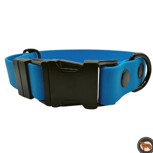 Collar de perro azul impermeable, liberación rápida, collar ajustable y duradero, ancho de 25 mm