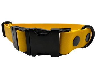 Yellow Waterproof Dog Collar: Quick Release, Easy Clean (25mm)