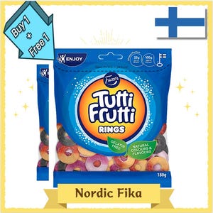 2 pcs s Fazer Tutti Frutti Rings 180g | Vegan Finnish Fruit & Licorice Candy Mix | Gelatin-Free Gummies | Exotic Treat