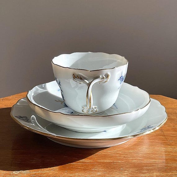 Meissen Aquatinta Cup Saucer & Dessert Plate | 1934 German