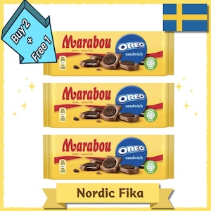 3 pcs x Marabou Oreo Chocolate 185g | Swedish Chocolate with Oreo Cookie Pieces | Creamy & Crunchy Scandinavian Treat | Imported from Sweden