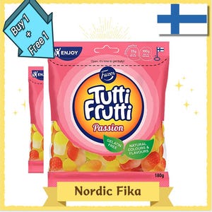 2pcs x Fazer Tutti Frutti Passion – 180g | Vegan Tropical Fruit Candy Mix | Gelatin-Free Gummies | Exotic Treat