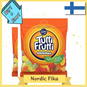 2pcs x Fazer Tutti Frutti Original – 180g | Vegan Swedish-Finnish Fruit Candy Mix | Gelatin-Free Gummies | Fruity Scandinavian Treat