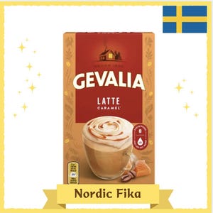 Gevalia Latte Caramel – 8 Sachets | Instant Caramel-Flavored Coffee | Creamy Milk Foam | Swedish Café Experience at Home