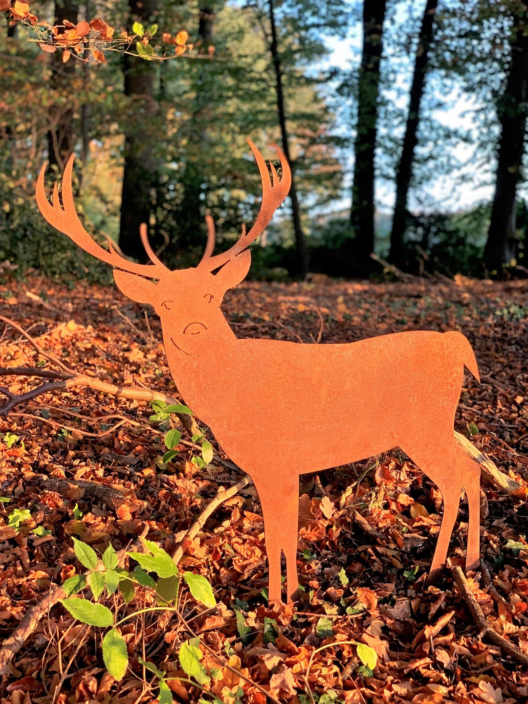 Gartenstecker Hirsch Aus Edelrost – 112 Cm Hoch, 24 Cm Breit, Deko Für Blumenbeet & Garten