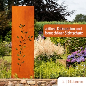 Noble rust garden privacy screen, wall, rust, privacy screen metal 160x50 cm vine