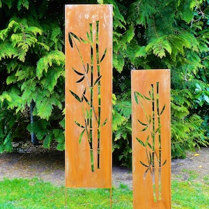 Privacy sign bamboo,Privacy panel, garden decoration, noble rust, rust panel, spring, summer