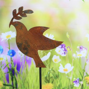 Paletto da giardino in patina colomba della pace ruggine, patina, Pasqua, regalo, pace, decorazione da giardino