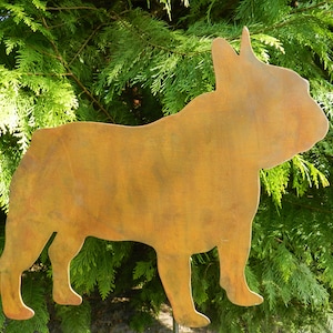 Garden french bulldog, noble rust, garden decoration, easter, spring, dog, rust
