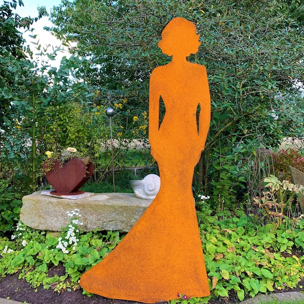 Edelrost Figur Dame, Gartendeko, Frau, steckbar, Gartendeko, rost, Deko, Terrrasse, Garten, Vorgarten, Geschenk