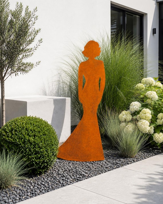 Edelrost Figur Dame, Gartendeko, Frau, steckbar, Gartendeko, rost, Deko, Terrrasse, Garten, Vorgarten, Geschenk