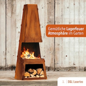 Outdoor fireplace modern, fireplace, fireplace, fire basket, rust, rust, garden, terrace - decoration