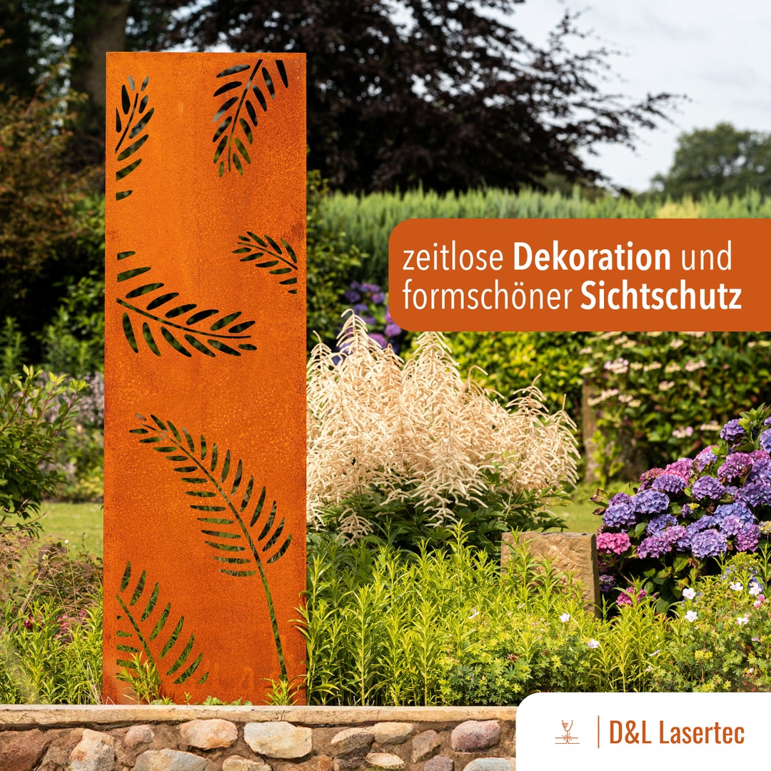 Patina tuin privacyscherm, muur, roest, privacymuur metaal 160 x 50 cm  palmbomen, bladeren, gras, grassen - Etsy België, image size:1080x1080