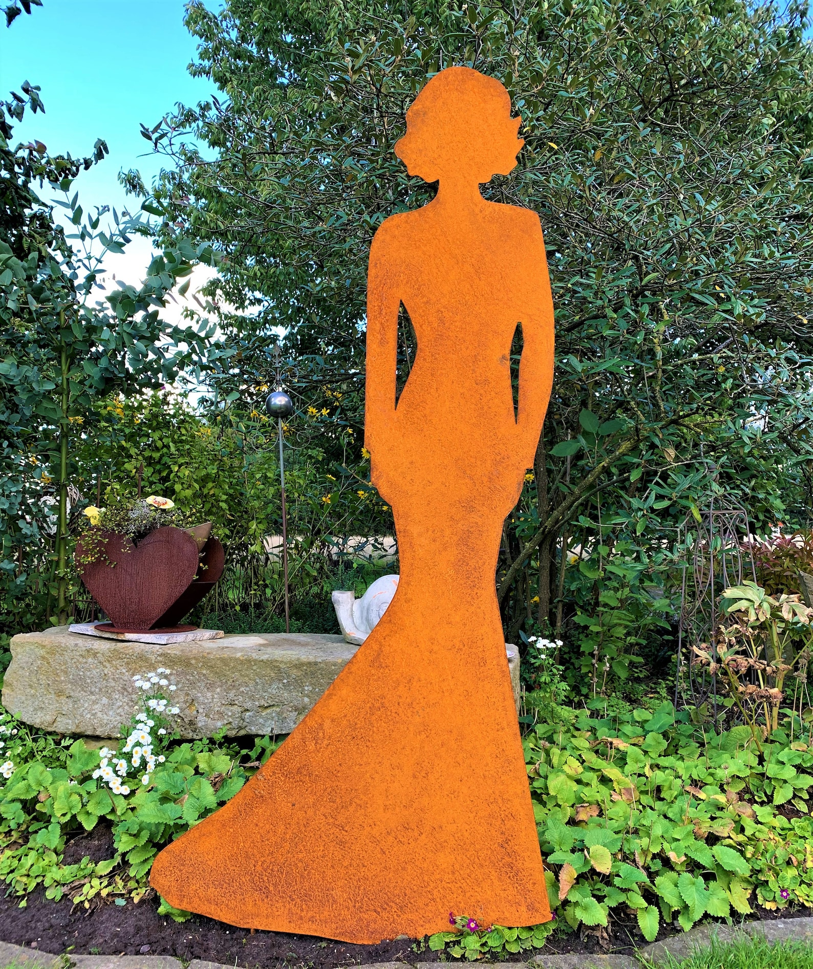 Edelrost Figur Dame, Gartendeko, Frau, steckbar, Gartendeko, rost, Deko