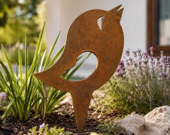 Gardendecoration bird stake rust, noble rust, easter, spring