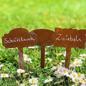 Edelrost Kräuterstecker, Kräuterschild, Metall, Gemüsestecker, Kräutergarten, Pflanzschild, Gartenstecker, Gewürzstecker, Gartendekoration