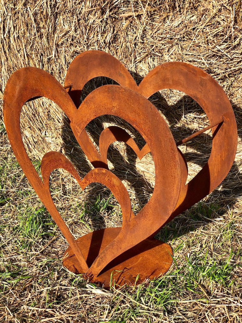 Edelrost Kaminholzregal Doppel Herz Herz aus Metall Garten Etsy.de