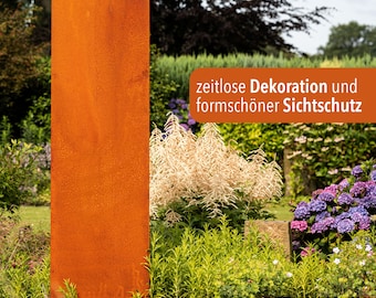 Tuinscherm van cortenstaal, muurafscherming, roestbruin, metalen privacyscherm 160 x 50 cm, eenvoudig, effen kleur, blanco