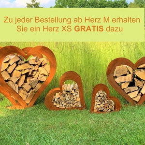 Herz aus Metall, Holz Regal, Rost, Edelrost, Holzregal Garten, Terrasse Deko SET Bild 1