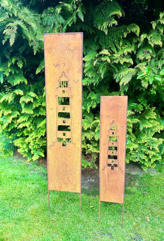 D&L Lasertec Unicorno, decorazione da giardino, pony, spina da giardino, ruggine, metallo, con asta