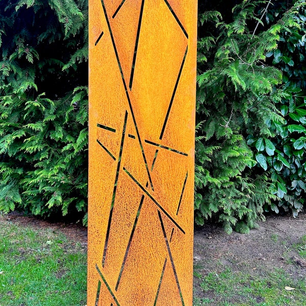 Edelrost Garten Sichtschutz, Wand, Rost, Sichtschutzwand Metall 160x50 cm, modern, Laser, Abstract, Gartendeko, Deko, Schild
