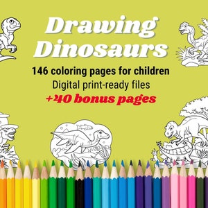 Kleurplaten voor kinderen | Dinosaurussen kleurboek | Cadeau-ideeën voor peuters | ALLEEN DIGITALE VERSIE
