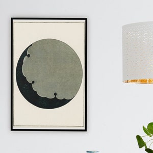 Vintage Japanese art print, Antique moon illustration, Watanabe Shōtei, Business wall art, Black white, Minimal, Modern, Asian art