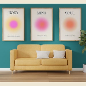 Positive Aura Posters, 3 Spiritual Poster with Grainy Gradient