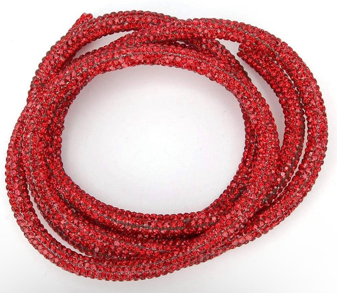 Exclusive, 2-pc Set, Shiny Red Rhinestone Rope, Diamond Bling ...