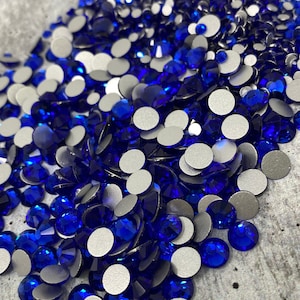 Glass Rhinestones "ROYAL BLUE" Non-Hotfix, Sizes SS6 - SS30, Faceted Rhinestone Crystals, Round FlatBack Glass (1440), Periciosa Stones