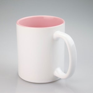 Sublimation Blanks, Bright White, 11oz inner Pink color mug, Custom Drinkware Mugs, Perfect Gift