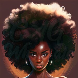 Gorgeous AI Generated Afrocentric Woman | PNG Files for Digital Download| Create High Fashion Print, Black Woman With Afro, Printable