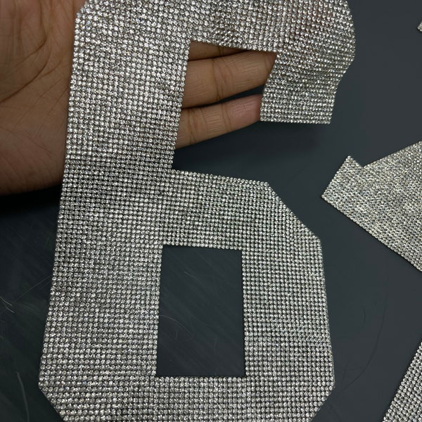 Large Rhinestone Number Patches, Choose Your Number, 0 - 9 Large Bling Numbers, Hotfix Applique, Bling Iron-on Stickers, Crystal Numbers