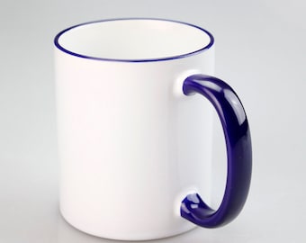 Sublimation Blank, Bright White, 11oz Dark blue Color Handle mug, Custom Drinkware Mugs,Perfect Gift,