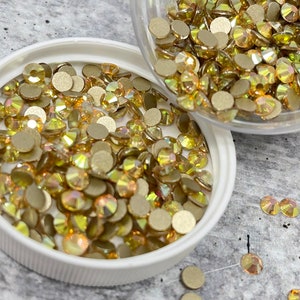 Glass Rhinestones &quot;GOLD MIRAGE&quot; Non-Hotfix, Sizes SS6 - SS30, Faceted Rhinestone Crystals, Round FlatBack Glass (1440), Periciosa Stones