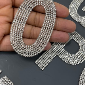 Parches de letras de diamantes de imitación de 3", elija su letra, A - Z, letras termoadhesivas, apliques termoadhesivos, calcomanías termoadhesivas brillantes, parche de letras de cristal