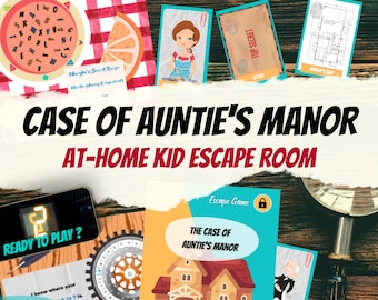 Detective Escape Room kit for kids | Auntie's Manor | Family printable game & Escape room kit for kids | Home mystery birthday party game