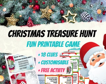 Búsqueda del tesoro navideña: Juego familiar imprimible y sala de escape (PDF)