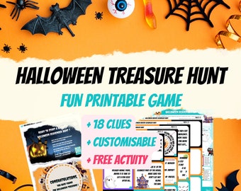 Búsqueda del tesoro de Halloween: Juego familiar imprimible y sala de escape (PDF)