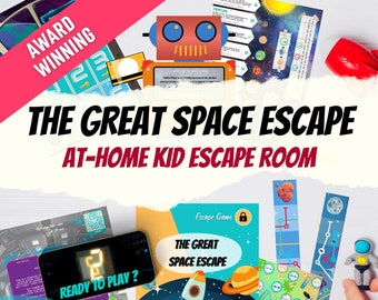 Space Escape Room kit for kids | Great Space Escape | Family printable game & kid escape room kit for kids | Galaxy spaceship birthday game